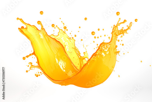 Splash of orange juice on a white background. photo