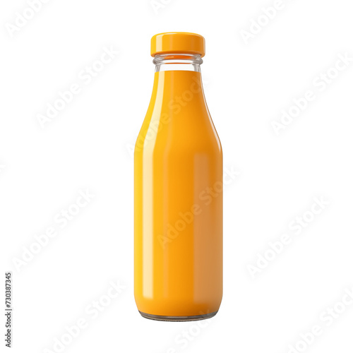 3d orange juice bottle isolated on transparent background, png