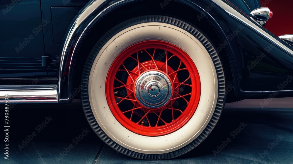 Classic vehicle wheels, indicative of vintage cars