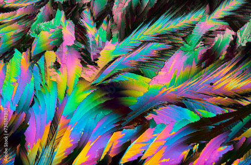 Vibrant abstract feather texture with rainbow colors photo