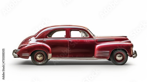 A vintage car isolated on a white background  representing retro transport
