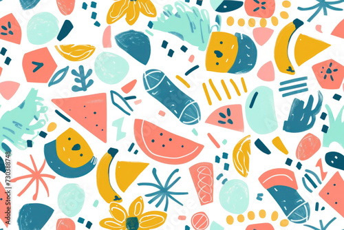 Pastel Summer Pattern with Fun Motifs