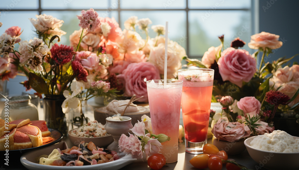 Freshness and elegance in a modern summer wedding celebration generated by AI