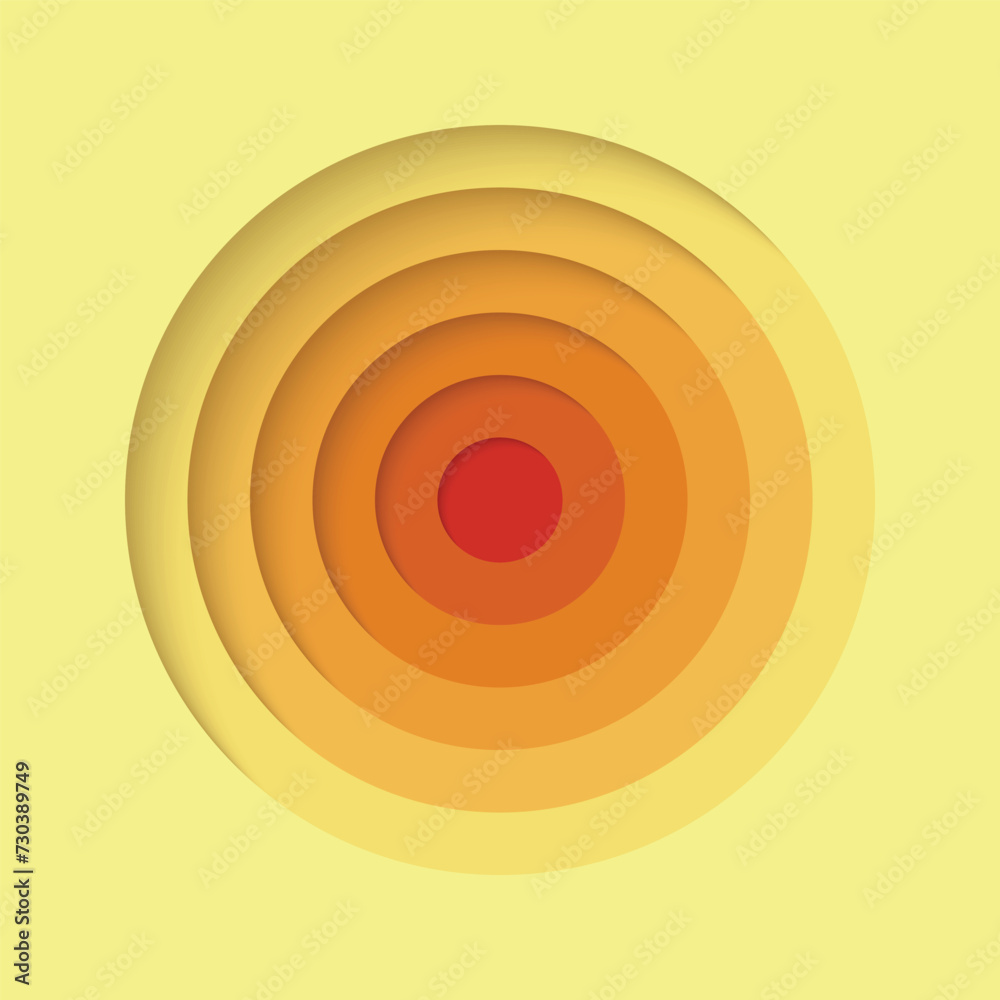 3D background with paper cut modern yellow red colours round holes. Realistic design layout for presentation, flyer, poster, banner, business card. Geometric vector illustration. 3D background with paper cut modern yellow red colours round holes. Realistic design layout for presentation, flyer, poster, banner, business card. Geometric vector illustration.