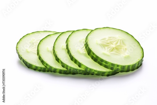 Cucumber slice isolated Cucumber on white Full depth of field With clipping path
