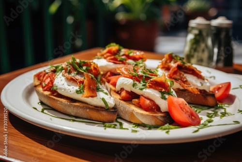 Bruschetta served on a plate