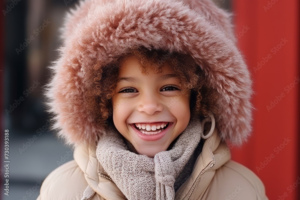 Portrait of a cute african american little girl in winter clothes Portrait of a cute african american little girl in winter clothes