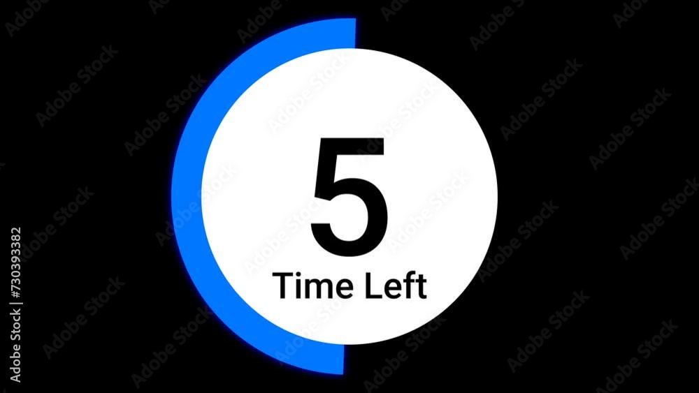 Circular 10 seconds light blue and white countdown timer. Circle shaped smooth animated indicator with alpha and RGB 4k animation.