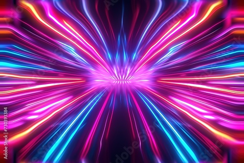  A colorful background of bright neon lights merging in and out
