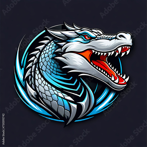 Crocodile alligator strong angry mascot esports logo with modern illustration for gaming and streamer. Suitable for badge, emblem and t shirt printing. Angry crocodile logo for sport and esport.