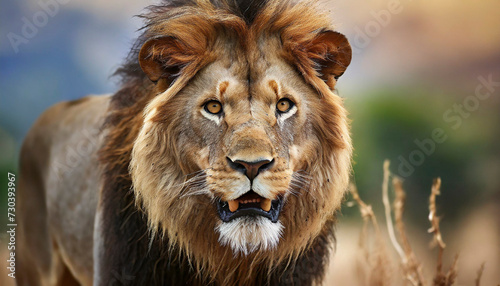  lion in the wild on warm afternoon background © Mariusz Blach