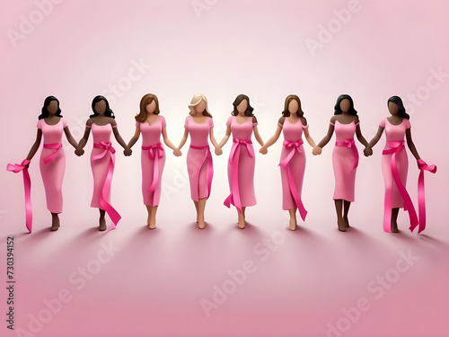 Breast Cancer Awareness Month Some Women With A Pink Ribbon Represent Cancer