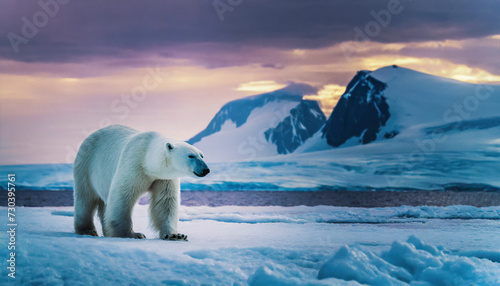 Polar bear on the pack ice in Arctic 