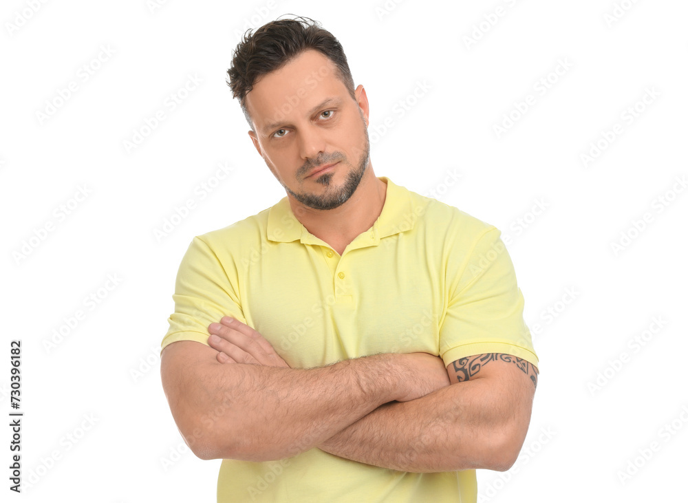 Fototapeta premium Portrait of handsome man on white background