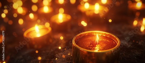 AI-generated candlelight glows tranquilly, celebrating spirituality and religion. photo
