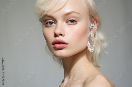 Unique model earrings blossom. Make pretty. Generate Ai © juliars