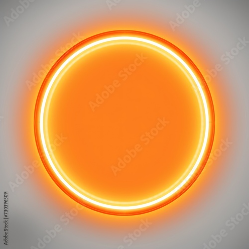 Orange round neon shining circle isolated on a white background