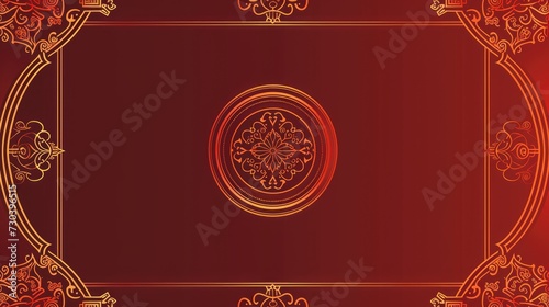 A sophisticated red background featuring an ornate gold Chinese frame design, perfect for elegant invitations and festive decorations.