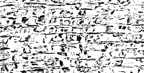 Monochrome texture composed of irregular graphic elements. Distressed uneven grunge background. Abstract vector illustration. Overlay for interesting effect and depth. Isolated on white background.