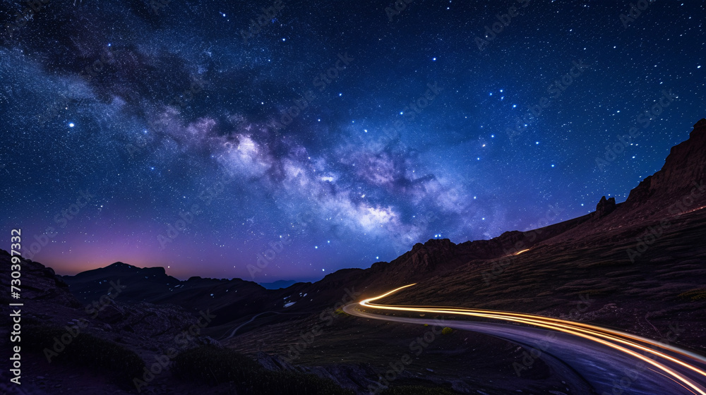 Starry Passage: Nighttime Drive Through Mountain Roads