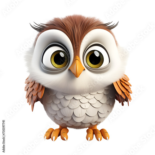 3D Cartoon Owl EDC Owl Night Owl Illustration Logo No Background Perfect for Print on Demand 