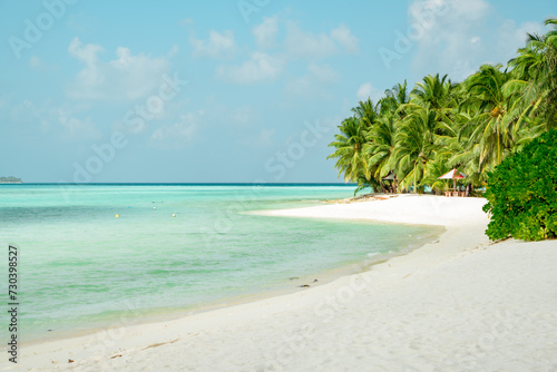 Fototapeta Naklejka Na Ścianę i Meble -  Mathiveri,  Maldives - 01 04 2024: The Mathiveri Island. Here,  the inhabitants invest with passion to create a one-of-a-kind tourist oasis.