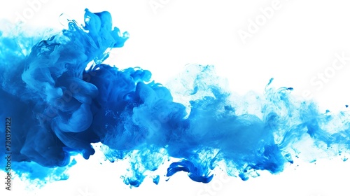 Abstract Blue Ink and Water Wash Isolated on White Background