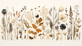 A floristic composition of dried flowers for hand made and scrapbooking. Romantic floral design of postcard paper.