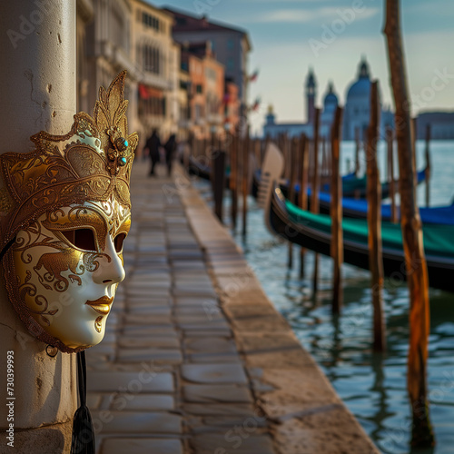 Venetian Mask Overlooking Grand Canal in Venice