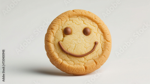 Smiling cookie isolated on a white background with copyspace.