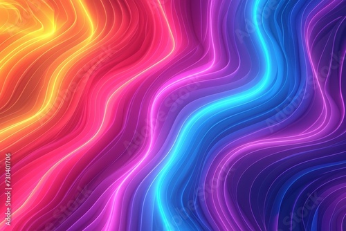 Vibrant strip rainbow colorful shape swirls, motley curves color. Neon circle abstract. Abstract decoration wallpaper gradient pattern. hues waves spirals background