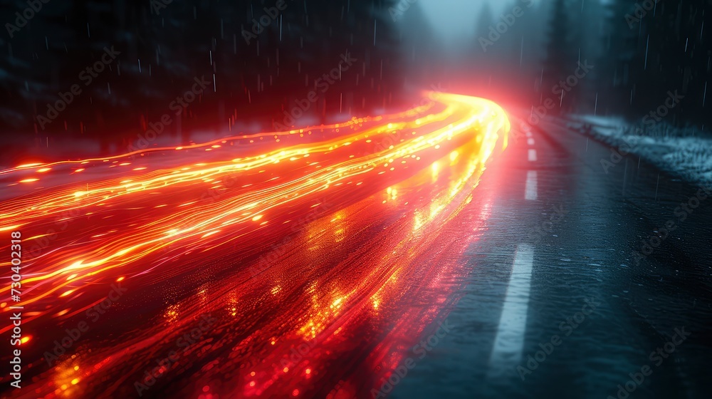Stream Light Trails On Motorway Night, Background HD, Illustrations
