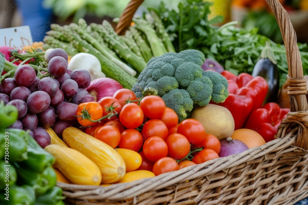 Harvest in a basket. Background with selective focus and copy space Harvest in a basket. Background with selective focus and copy space