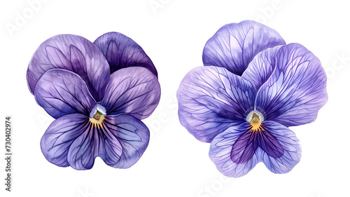 Fototapeta Naklejka Na Ścianę i Meble -  Watercolor violet flower. Illustration clipart isolated on white background.