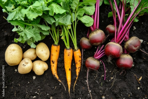 Harvest from the garden. Background with selective focus and copy space