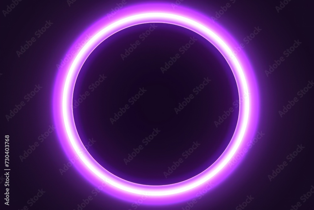Purple round neon shining circle isolated on a white background