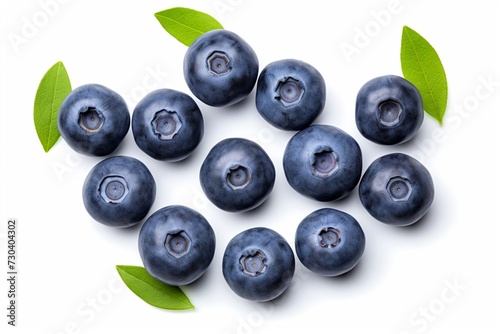 Fresh blueberries isolated on white background, top view 
