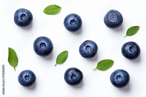 Fresh blueberries isolated on white background, top view 