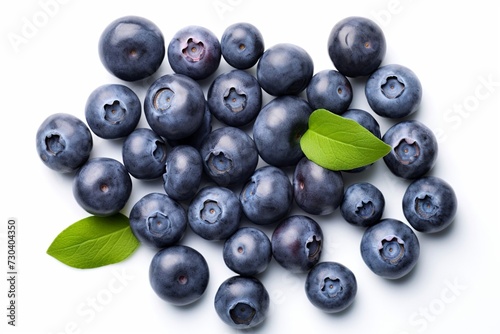 Fresh blueberries isolated on white background, top view