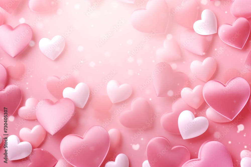 Pink hearts background, festive valentine background 