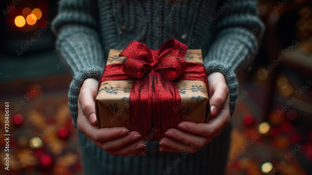 Woman Pulls Ribbon On Gift Box, Background HD, Illustrations Woman Pulls Ribbon On Gift Box, Background HD, Illustrations
