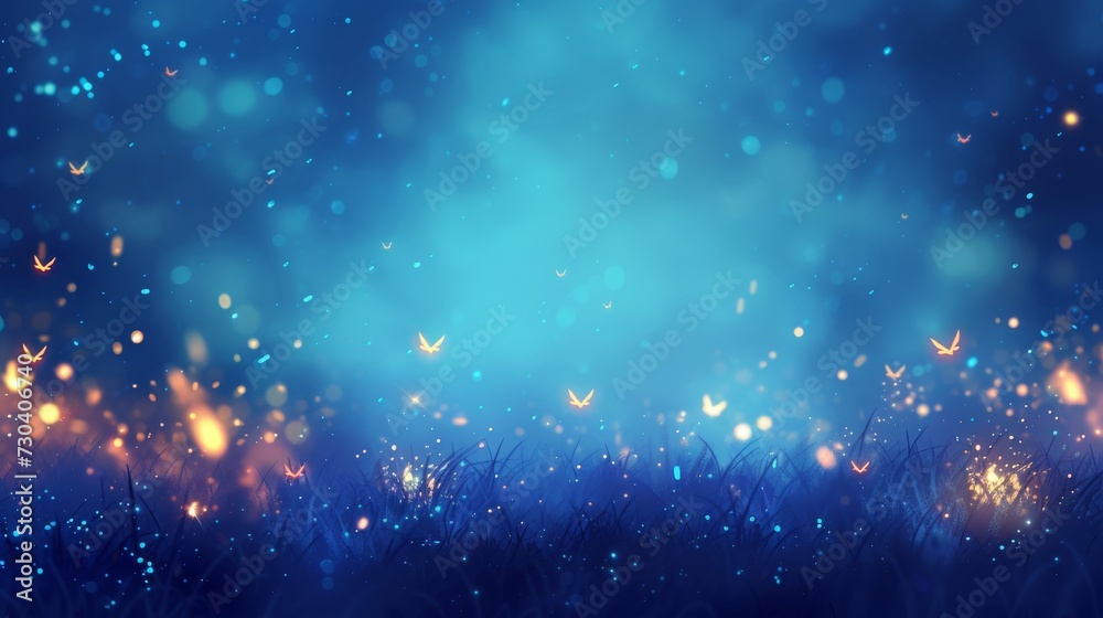 A glowing fireflies texture background, illuminating the night with tiny lights, creating a magical and enchanting atmosphere in a dark forest or meadow.