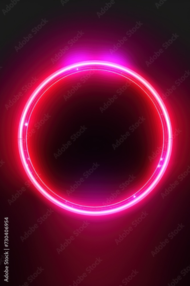 Ruby round neon shining circle isolated on a white background