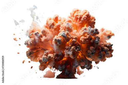 Peach Explosion Smoke Isolated on Transparent Background.