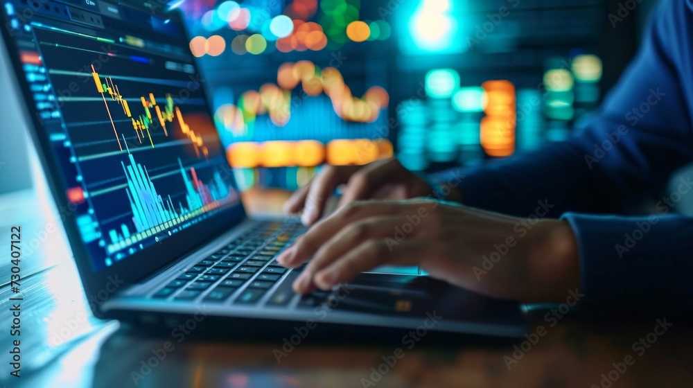 ERP, document management concept. Businessman working with laptop computer with icons on virtual screen and office blur background. ERP, document management concept. Businessman working with laptop computer with icons on virtual screen and office blur background.