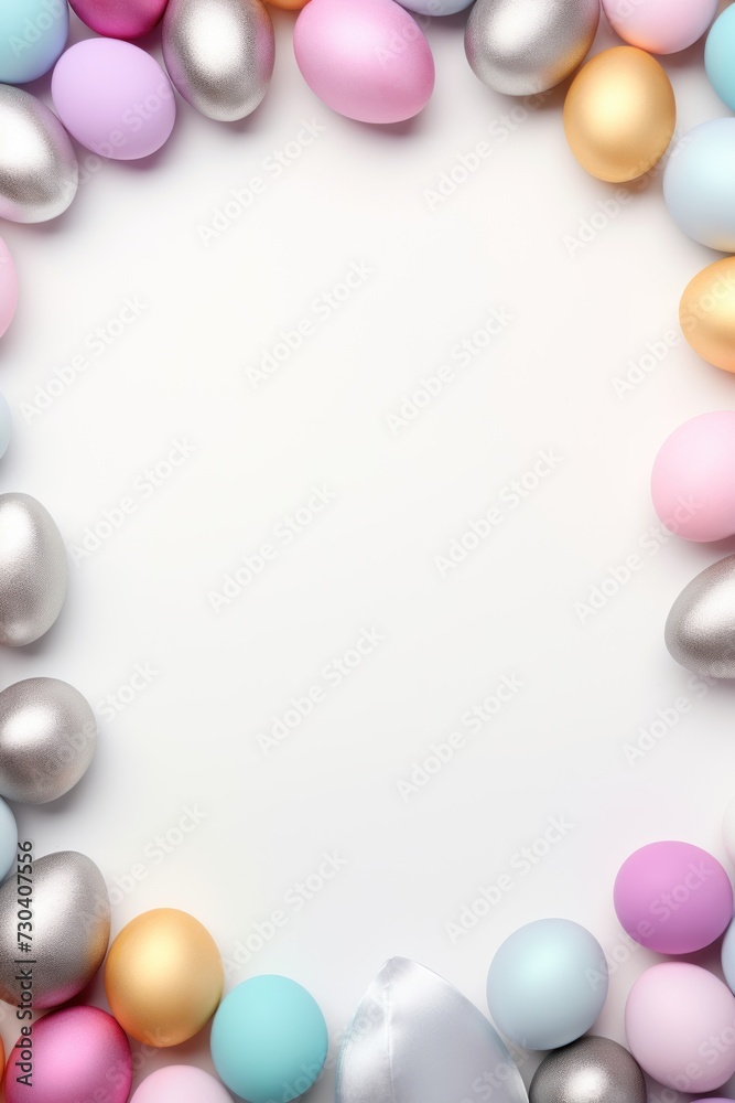 Sapphire background with colorful easter eggs round frame texture