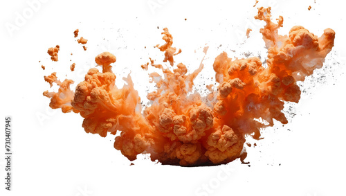 Tangerine Explosion Smoke Isolated on Transparent Background.