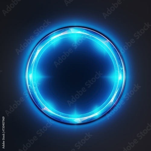 Sapphire round neon shining circle isolated on a white background