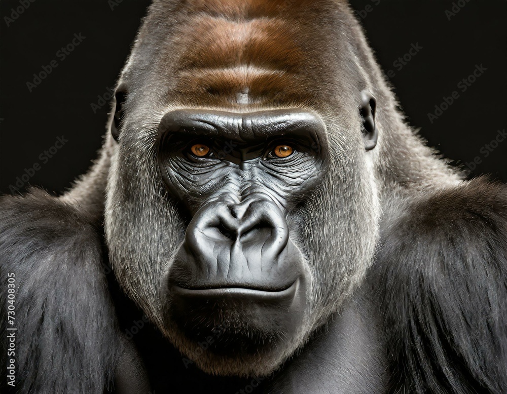 Obraz premium portrait of a gorilla on a black background