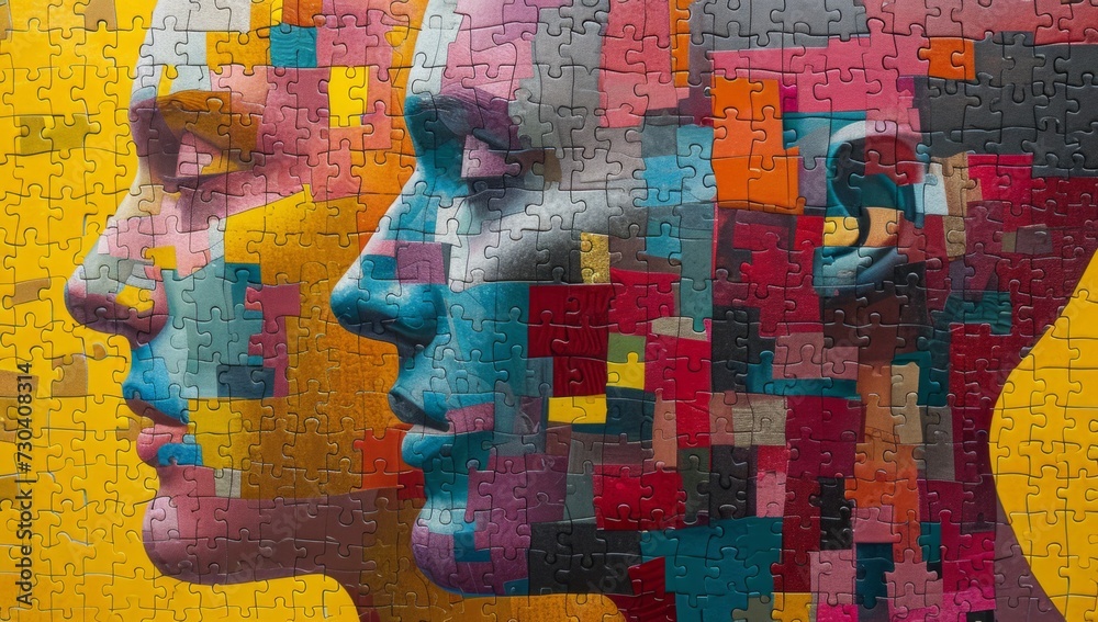 Fototapeta premium puzzle head jigsaw puzzle Generative AI